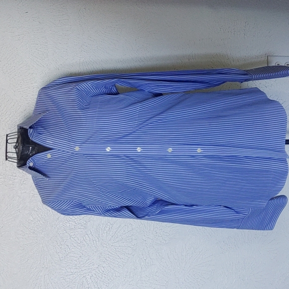 Long Sleeve Light Blue Pinstripe Blouse - Picture 1 of 9